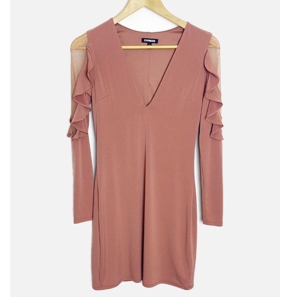 Express ruffle lace sleeve dress XS - Picture 1 of 8